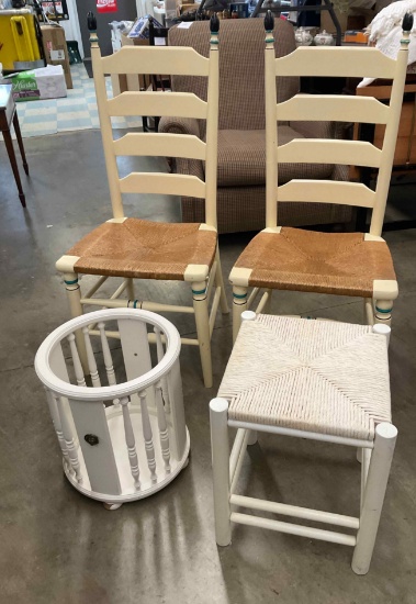 2 Chairs, Stool, Waste Basket