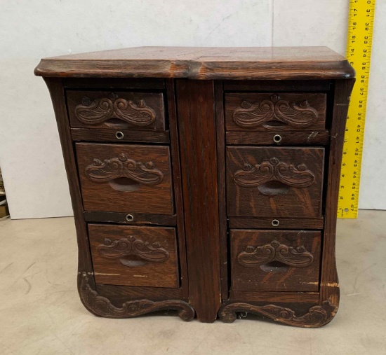 Small Oak 6 Drawer Cabinet