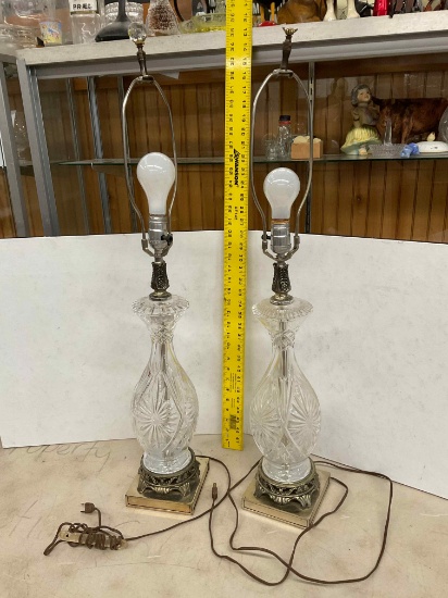 Pair Crystal Lamps