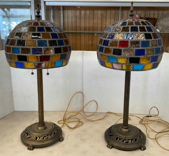 Pair Stained Glass Lamp