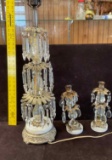 Lamp, Candleholders w/Prisms