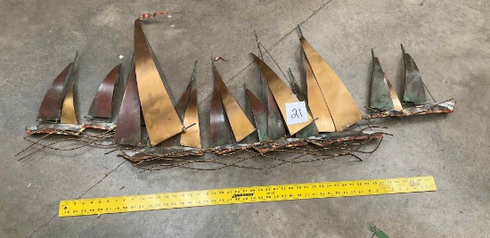 Metal Sailboat, Wall Sculpture