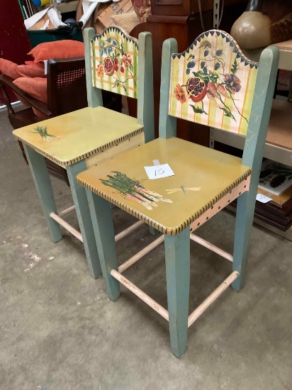 Pair Painted Barstools