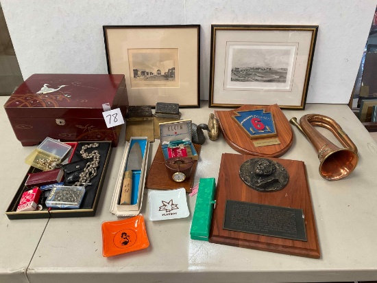 Plaques, Prints, Empty Jewelry Box, etc