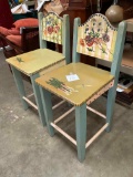 Pair Painted Barstools