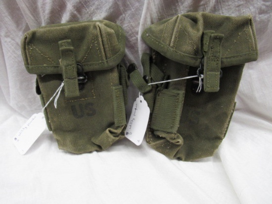 2 vintage military magazine pouches, both marked "US",