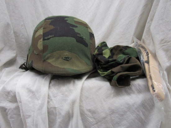 Kevlar helmet with 2 covers, 1 adjustable head band, marked L-2 87