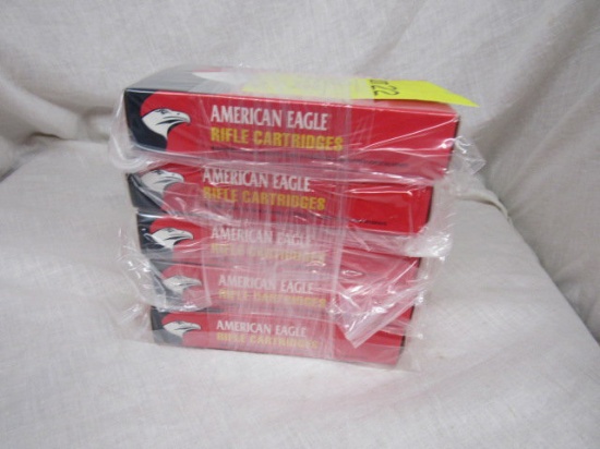 5 new boxes of American Eagle 308 win 150 gr. FMJ boat-tail ammo,
