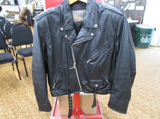 long beach leather coat works jacket. USE embossed