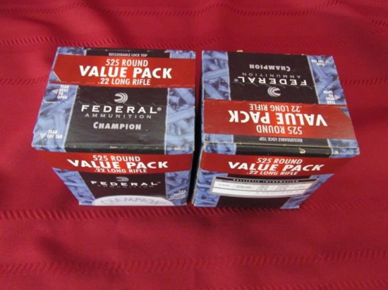 2 unopened boxes of Federal 22lr, 1050rds total