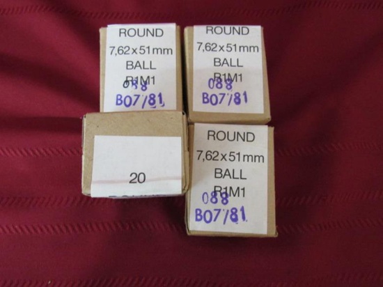 4 unopened boxes of 7.62x51mm ball, 80 rds. total