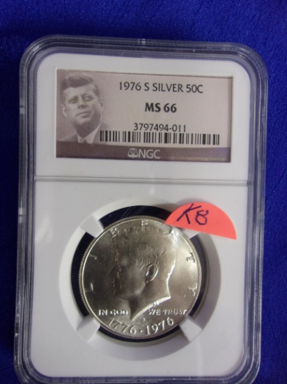 K8  MS-66  Half Dollar 1976-S Kennedy Silver - NGC Slab