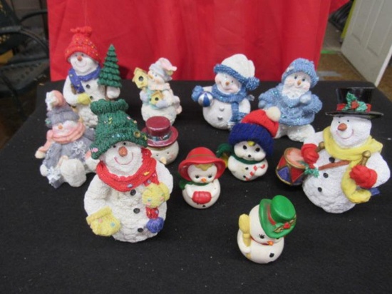 Assortment of 11 snowmen, see photos for details