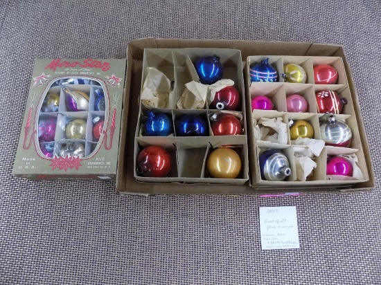 lot of 29 assorted glass Ornaments with boxes.