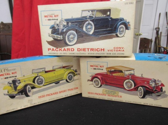 3 Hubley Metal Models, 1-1930 Packard Sport Phaeton,