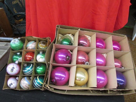 2 Boxes of assorted glass ball ornaments, 12 approx. 2 1/4"