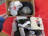 Assorted glue guns, glue sticks, adapters and mixing