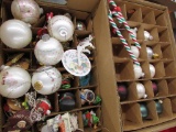 2 Ornament boxes with assortment of ornaments.