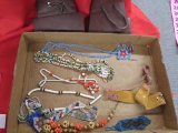 8 pieces of beaded jewelry & 2 paper gift bags
