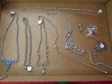 6 Necklaces, 2 Pins and Earrings