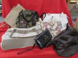 Lot of 6 Purses and 1 wallet, Purse sizes and colors vary