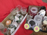 Assortment of candles and candle holders. 2 boxes.