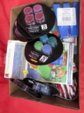 assortment of misc craft items. glitter, software crafts.