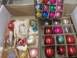 Lot of Christmas, 12 small glass ornaments in shiny brite box