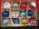 12 old glass ornaments in box, may or may not be original