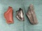 Misc Lot, 2- leather gun holsters unmarked, 1- Bucheimer Knife