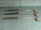 3 British socket bayonets with sheathes, 1 marked England 94 MKII P K