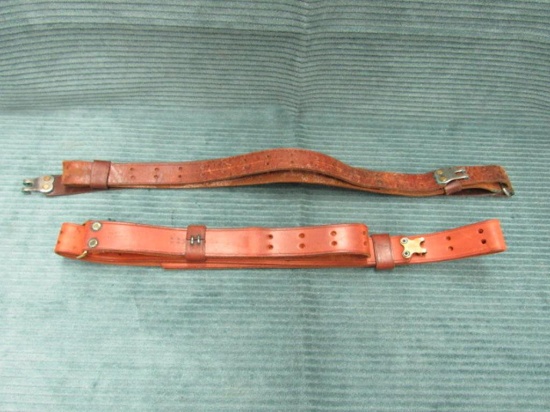 vintage leather military style slings, both for one money