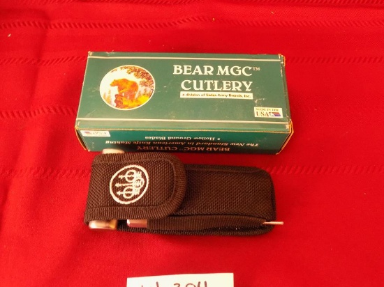 Bear mgc Cutlery Mn 297 5" oak lockback. Beretta multi tool with punch.