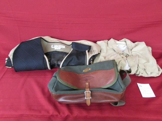 XXL orvis trap shirt. XXL columbia Trap vest. Orvis Trap bag.