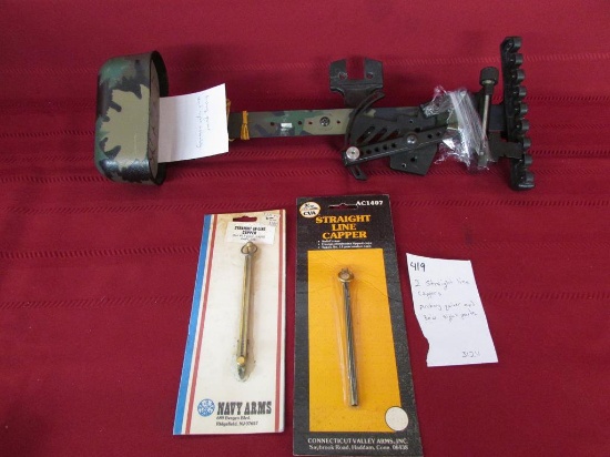 2 straight line cappers. archery quiver and sight parts
