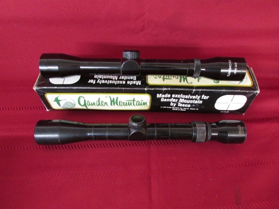 2 tasco scopes. one 3x9-32. one 4-32 with box