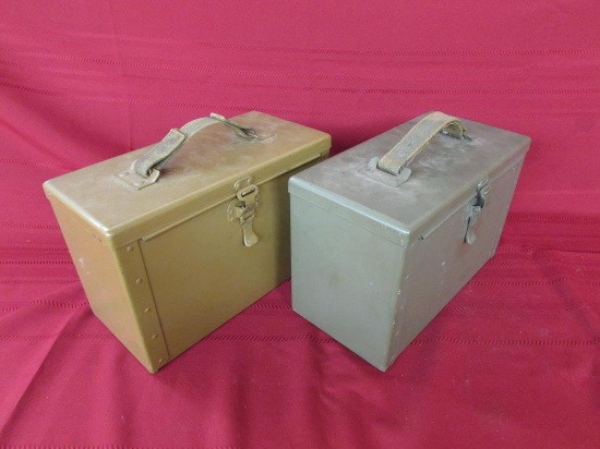 2 vintage steel ammo cans.