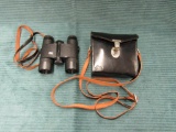 Leitz Wetzlar binoculars and leather carry case & strap
