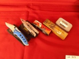 Lot of 5 pocket knives. Gerber, Maxam, frost steel