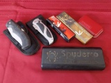 lot of 5 knives and sharpening kit. Gerber, frost cutlery, Maxam