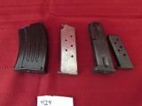 4 misc mags. single stack 45acp. single stack 380. double stack 9mm. 7.62x39