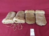 2 pair cold weather mits.. leather and fur.