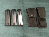 3- Ruger P85 magazines, 15rds each, with 2 magazine pouches