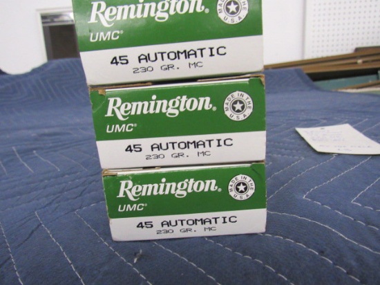 3x boxes of .45 auto 230gr 50rds per box. 150rds total. Remington