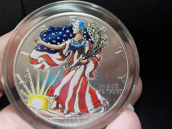 M16  UNC  Silver Eagle 1999 Hand Painted