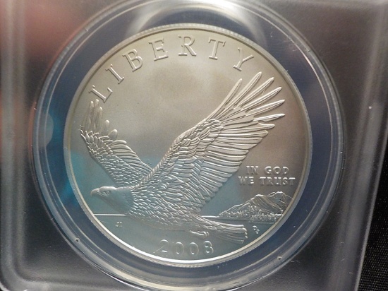 M17  MS-70  Silver Dollar 2008-D - Bald Eagle - First Day Issue - ANACS Slab