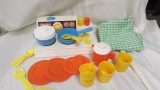 Fisher Price Stove with assortment of dishes &