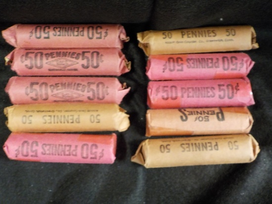A21  (10) Rolls Lincoln Wheat Cents - 10 X $