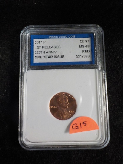 G15  MS-68  Cent 2017-P (First Release) - IGS Slab (Red)