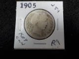 R9  AG  Quarter 1905 Barber KEY COIN
